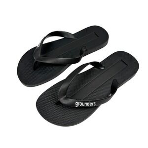 Grounders Grounding Flip Flops Thong Sandals Size W6 Black Rubber Earthing